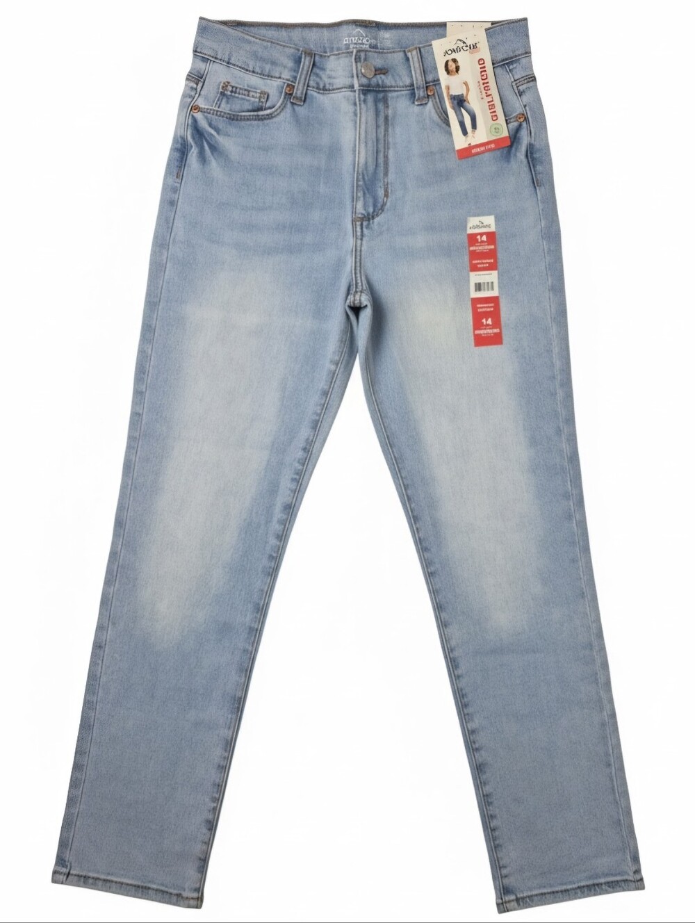 NWT Jordache Girls High Rise Girlfriend Stretch Jeans Light Wash Size 14